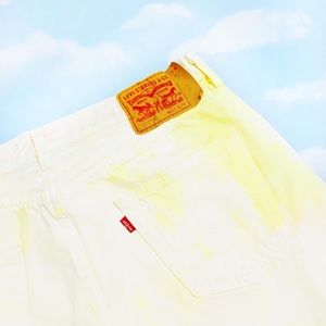 💖 SOLD 💖 Levi’s 501 ‘93 Pastel Tie Dye Yellow & Pink Straight Leg Pants Jeans
